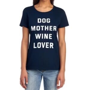 Women's Dog Mother Wine Lover Blue T-shirt Size S.    (1290)